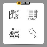 4 Black Icon Pack Outline Symbols Signs for Responsive designs on white background 4 Icons Set vector