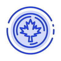 Autumn Canada Leaf Maple Blue Dotted Line Line Icon vector