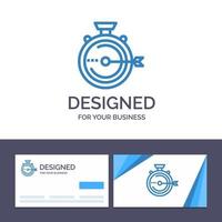 Creative Business Card and Logo template Launch Management Optimization Release Stopwatch Vector Illustration