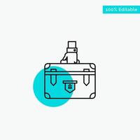 Suitcase Briefcase Business Case Documents Marketing Portfolio turquoise highlight circle point Vector icon