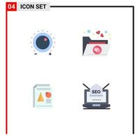 Mobile Interface Flat Icon Set of 4 Pictograms of audio presentation level files chart Editable Vector Design Elements