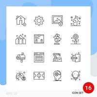 Set of 16 Commercial Outlines pack for kareem architecture add witch smoke Editable Vector Design Elements