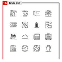 16 Outline concept for Websites Mobile and Apps memory setting gesture gear cog Editable Vector Design Elements