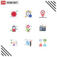 Stock Vector Icon Pack of 9 Line Signs and Symbols for spring plant map flower charge Editable Vector Design Elements