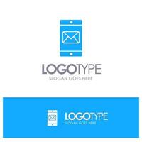 Application Mobile Mobile Application Mail Blue Solid Logo with place for tagline vector