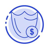 Shield Guard Safety Secure Security Dollar Blue Dotted Line Line Icon vector
