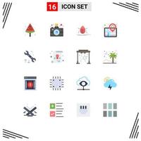 Group of 16 Modern Flat Colors Set for options success bugs pin map Editable Pack of Creative Vector Design Elements