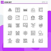 Group of 25 Lines Signs and Symbols for sunset nature easter down line Editable Vector Design Elements