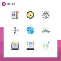 Set of 9 Modern UI Icons Symbols Signs for globe sketch finance develop build Editable Vector Design Elements