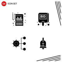 Collection of 4 Vector Icons in solid style Pixle Perfect Glyph Symbols for Web and Mobile Solid Icon Signs on White Background 4 Icons Creative Black Icon vector background