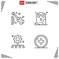 4 Icons Line Style Grid Based Creative Outline Symbols for Website Design Simple Line Icon Signs Isolated on White Background 4 Icon Set Creative Black Icon vector background