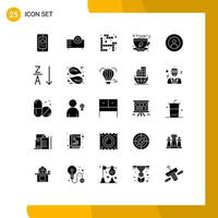 conjunto de 25 iconos modernos de la interfaz de usuario signos de símbolos para la tecnología alimentaria global té de comida rápida elementos de diseño vectorial editables vector