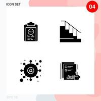 Vector Pack of 4 Icons in Solid Style Creative Glyph Pack isolated on White Background for Web and Mobile