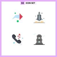 Modern Set of 4 Flat Icons Pictograph of arrow communication launcher transport phone call Editable Vector Design Elements