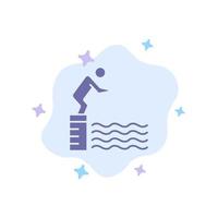 plataforma de salto de buceo piscina deporte icono azul sobre fondo de nube abstracta vector