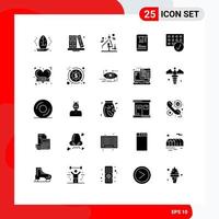 25 iconos creativos, signos y símbolos modernos de dispositivos, computadoras, biblioteca, educación, elementos de diseño de vectores editables móviles