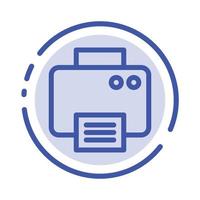 Printer Print Printed Machine Blue Dotted Line Line Icon vector