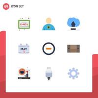 Set of 9 Modern UI Icons Symbols Signs for desk user user minus time Editable Vector Design Elements