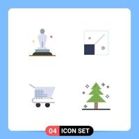 4 iconos planos universales establecidos para aplicaciones web y móviles academia carro estatua cambiar el tamaño de compras elementos de diseño vectorial editables vector