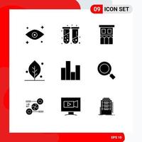 Solid Glyph Pack of 9 Universal Symbols of business spring estate nature ecology Editable Vector Design Elements