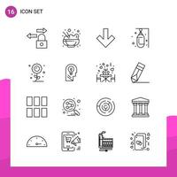 Outline Icon set Pack of 16 Line Icons isolated on White Background for responsive Website Design Print and Mobile Applications Creative Black Icon vector background