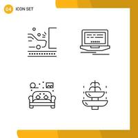 4 Universal Line Signs Symbols of accident furniture safety web living Editable Vector Design Elements