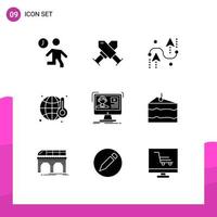 9 User Interface Solid Glyph Pack of modern Signs and Symbols of world pollution wreath gas development Editable Vector Design Elements