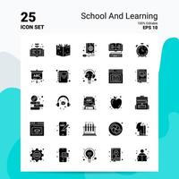 25 School And Learning Icon Set 100 Editable EPS 10 Files Business Logo Concept Ideas Solid Glyph icon design vector