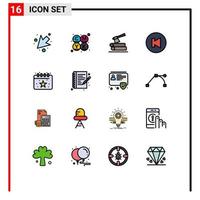 Universal Icon Symbols Group of 16 Modern Flat Color Filled Lines of hobbies date timber calendar previous Editable Creative Vector Design Elements