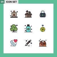Universal Icon Symbols Group of 9 Modern Filledline Flat Colors of summer lotion padlock tree palm Editable Vector Design Elements