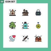 Universal Icon Symbols Group of 9 Modern Filledline Flat Colors of summer lotion padlock tree palm Editable Vector Design Elements