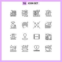 Modern Set of 16 Outlines and symbols such as aroma record business document secure Editable Vector Design Elements