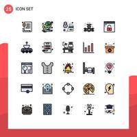 Pictogram Set of 25 Simple Filled line Flat Colors of plumbing mechanical office gauge pay lock Editable Vector Design Elements