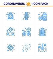 Coronavirus Awareness icon 9 Blue icons icon included virus people smart watch man hands care viral coronavirus 2019nov disease Vector Design Elements