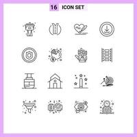 Modern Set of 16 Outlines and symbols such as award store pen download apps Editable Vector Design Elements