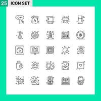 Pack of 25 Modern Lines Signs and Symbols for Web Print Media such as iot note menu checklist tube Editable Vector Design Elements