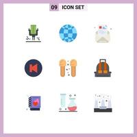 Universal Icon Symbols Group of 9 Modern Flat Colors of bathroom previous newsletter multimedia resume Editable Vector Design Elements