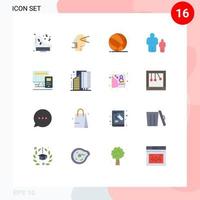 Flat Color Pack of 16 Universal Symbols of computer father ball family basket ball Editable Pack of Creative Vector Design Elements