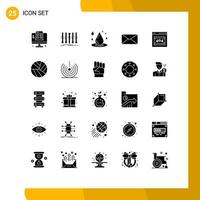Modern Set of 25 Solid Glyphs Pictograph of interface email individuality mail spa Editable Vector Design Elements