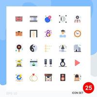 Set of 25 Modern UI Icons Symbols Signs for setting cog wheel globe edit world Editable Vector Design Elements