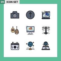 9 Filledline Flat Color concept for Websites Mobile and Apps software editor web computer food Editable Vector Design Elements