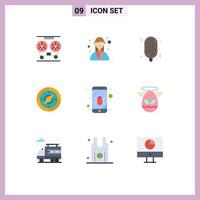 9 Flat Color concept for Websites Mobile and Apps bug compass organizer navigator fast Editable Vector Design Elements