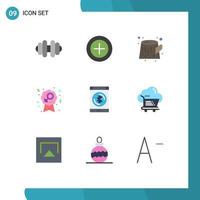 User Interface Pack of 9 Basic Flat Colors of cloud smartphone badge data bluetooth Editable Vector Design Elements