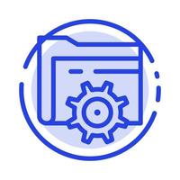 Folder Setting Gear Computing Blue Dotted Line Line Icon vector