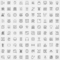 conjunto de 100 iconos universales modernos de líneas finas para móviles y web mezclan iconos de negocios como flechas avatares emoticonos tiempo de negocios vector