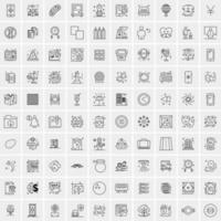 conjunto de 100 iconos universales modernos de líneas finas para móviles y web mezclan iconos de negocios como flechas avatares emoticonos tiempo de negocios vector