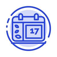 calendario día fecha irlanda azul línea punteada icono de línea vector