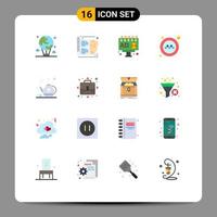 Group of 16 Flat Colors Signs and Symbols for teapot taxi learning signs public Editable Pack of Creative Vector Design Elements