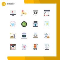 16 User Interface Flat Color Pack of modern Signs and Symbols of heart space camera science wifi Editable Pack of Creative Vector Design Elements