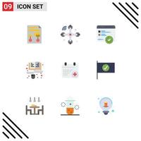 Modern Set of 9 Flat Colors Pictograph of medical learning internet of things education web Editable Vector Design Elements